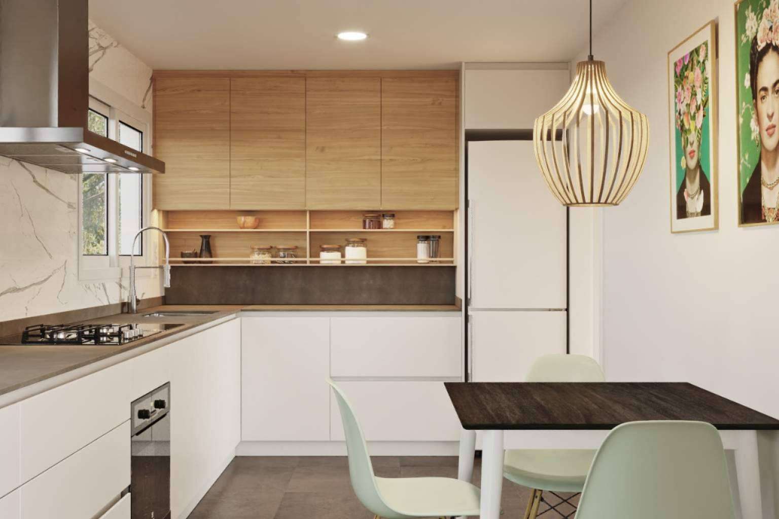 Diseño de cocina roble y blanco con los expertos de Lautoka Urbana