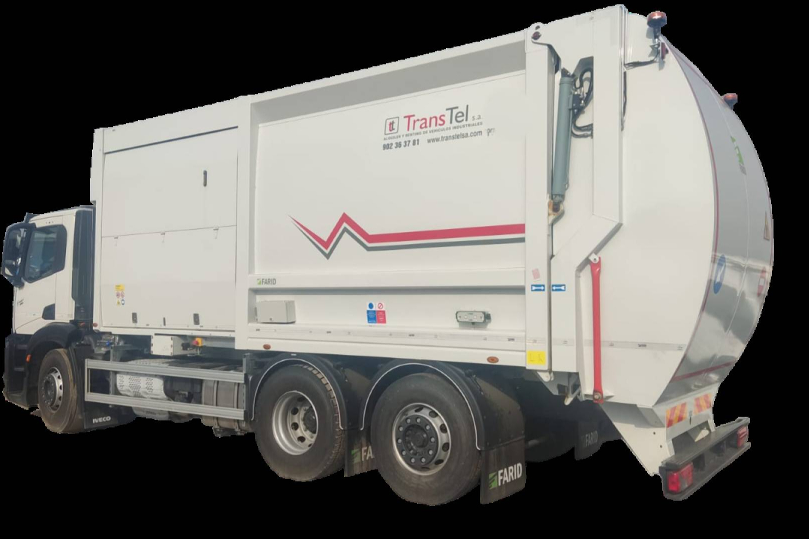Lavacontenedores de carga lateral disponibles mediante renting especializado con TransTel